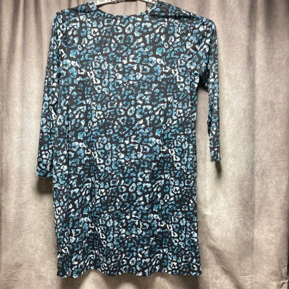 LuLaRoe 3XL Blue & Black Leopard Print Pocket Dress Long Sleeve - Picture 5 of 11